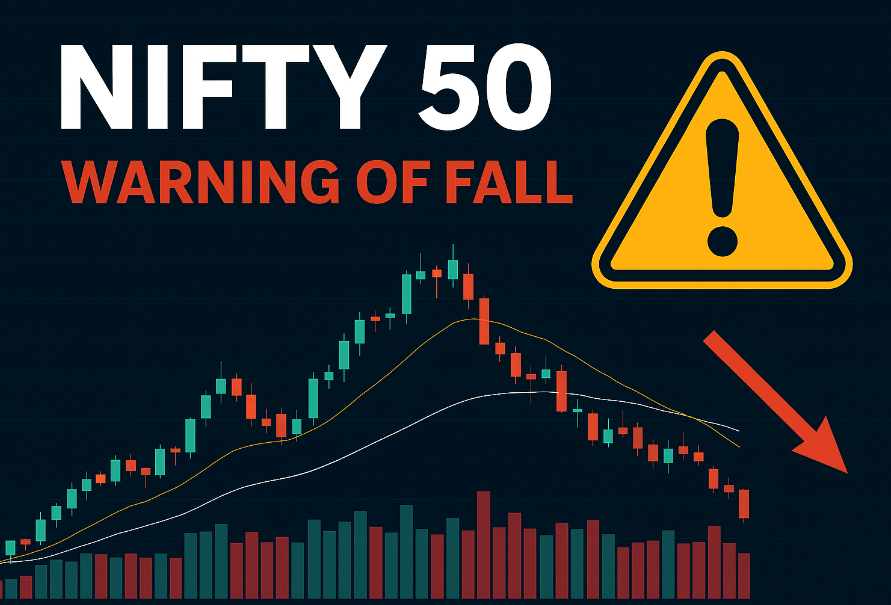 "Stock market warning signal with bearish trend and falling Nifty index chart"